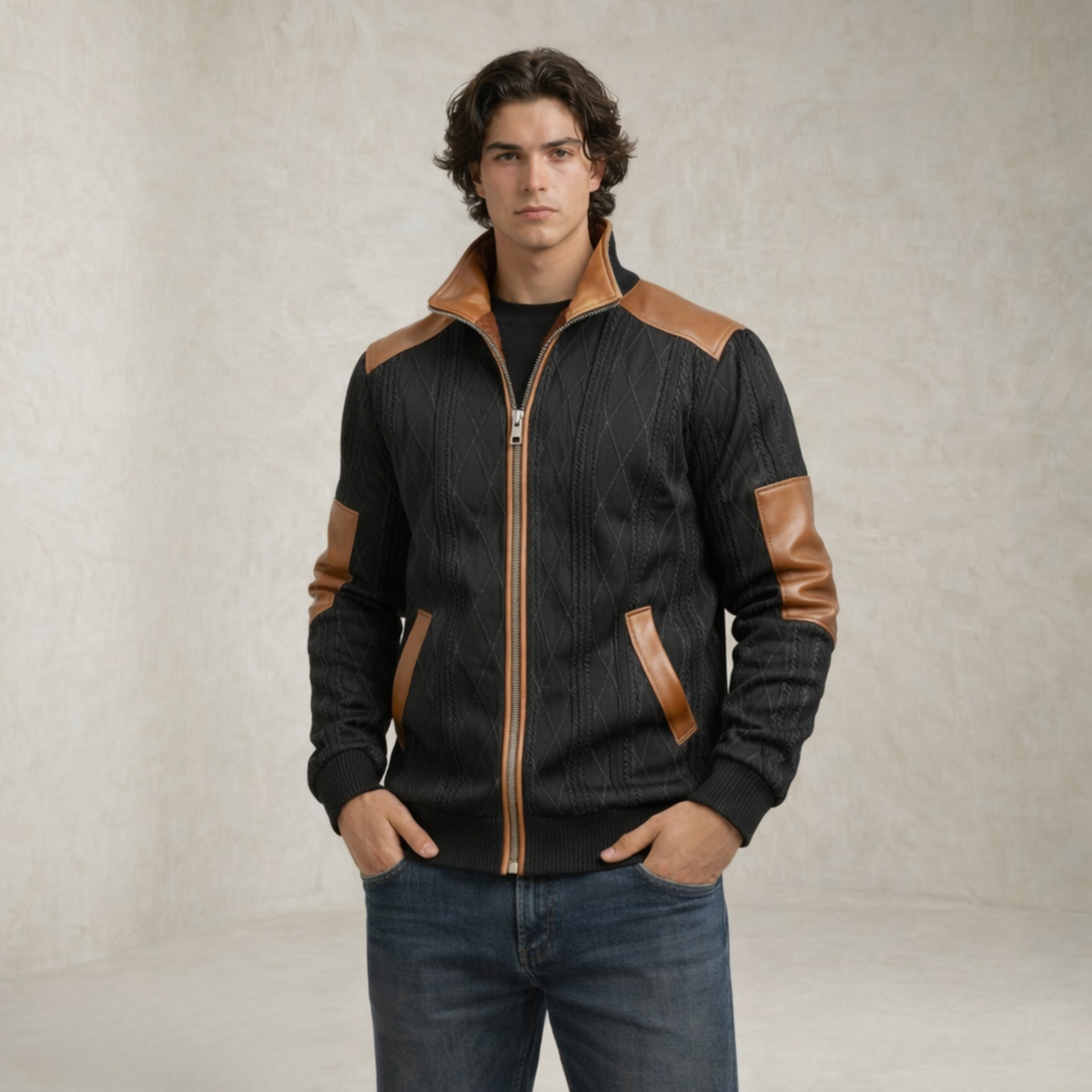 Oliver | Textured Trim Zip Jacket