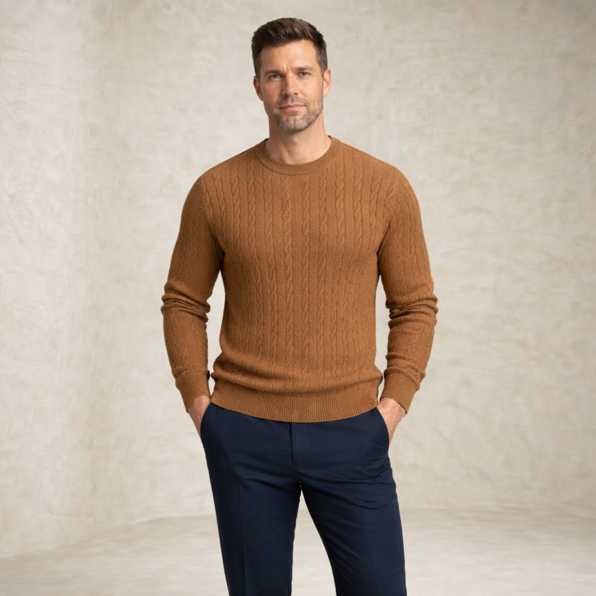 Daniel | Cable Knit Crewneck Knitted Sweater