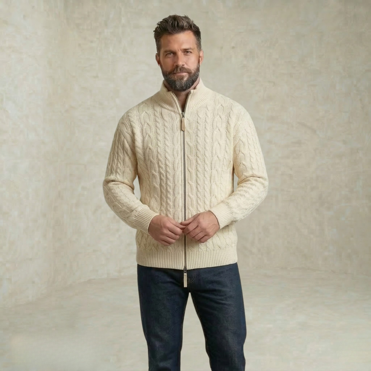 Liam | Cable Knit Sweater with Zipper