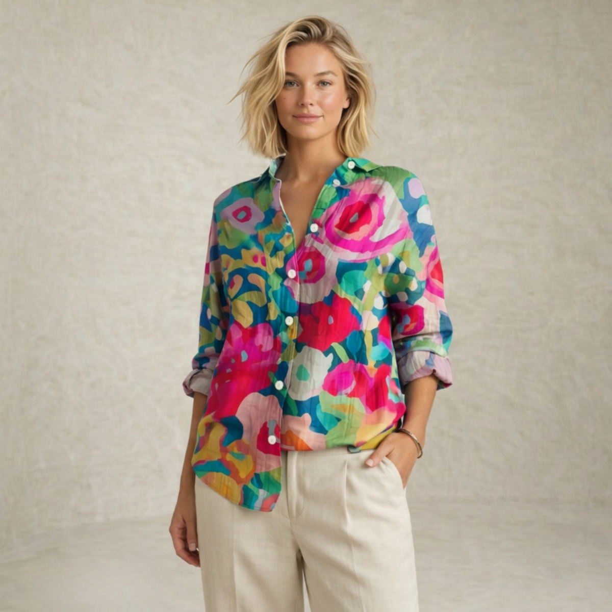 Lydia | Colorful Pattern Art Patterned Blouse