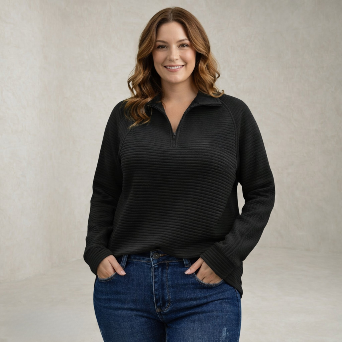 Madison | Ribbed Half Zip Sweater