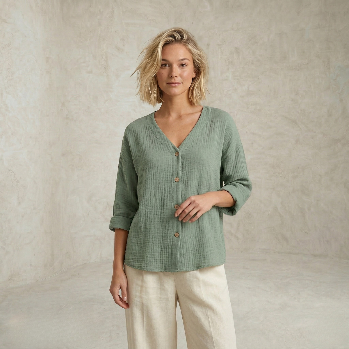 Maria | Refined Button Front Sophisticated Blouse