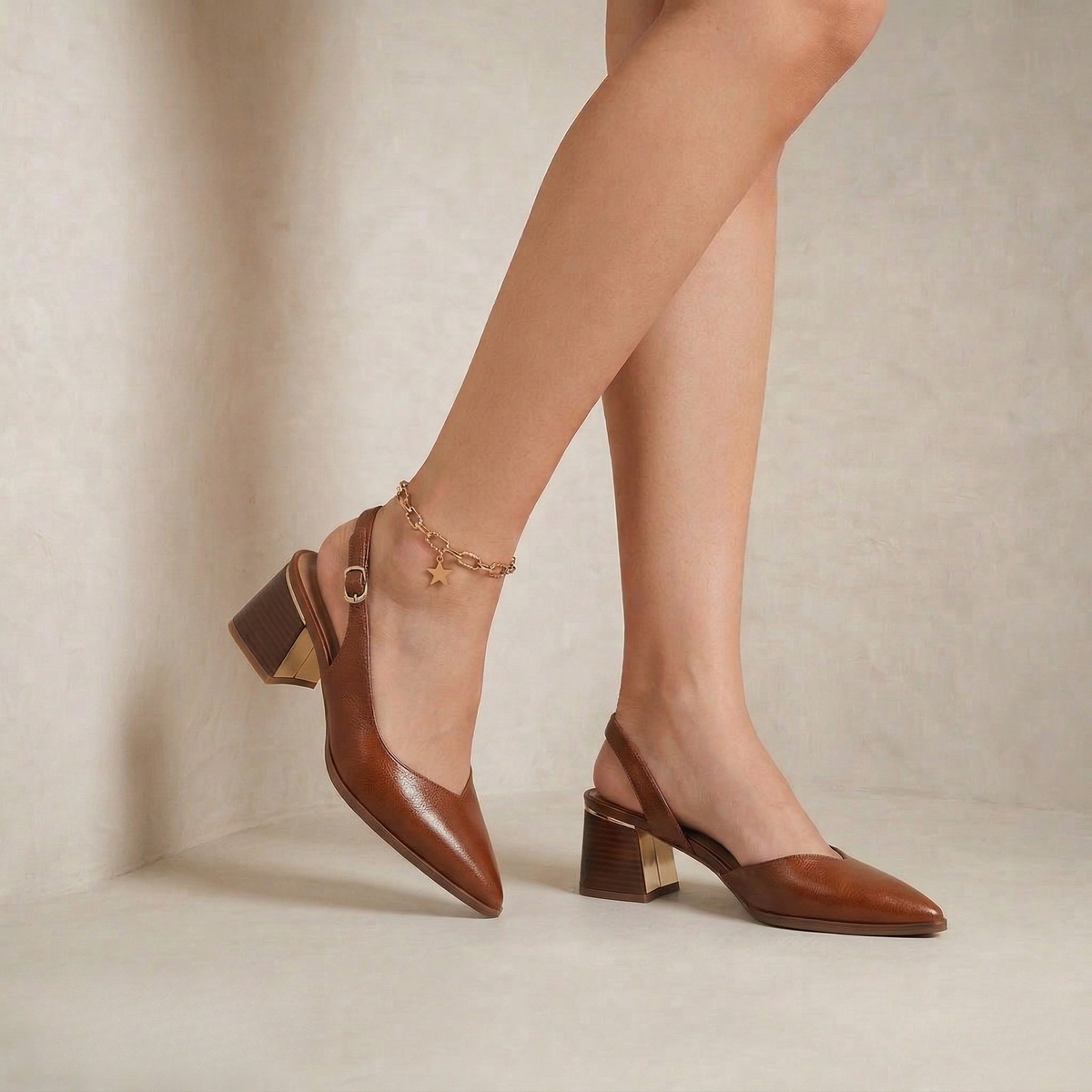 Xenia | Sleek Pointed-Toe Genuine Leather Slingbacks